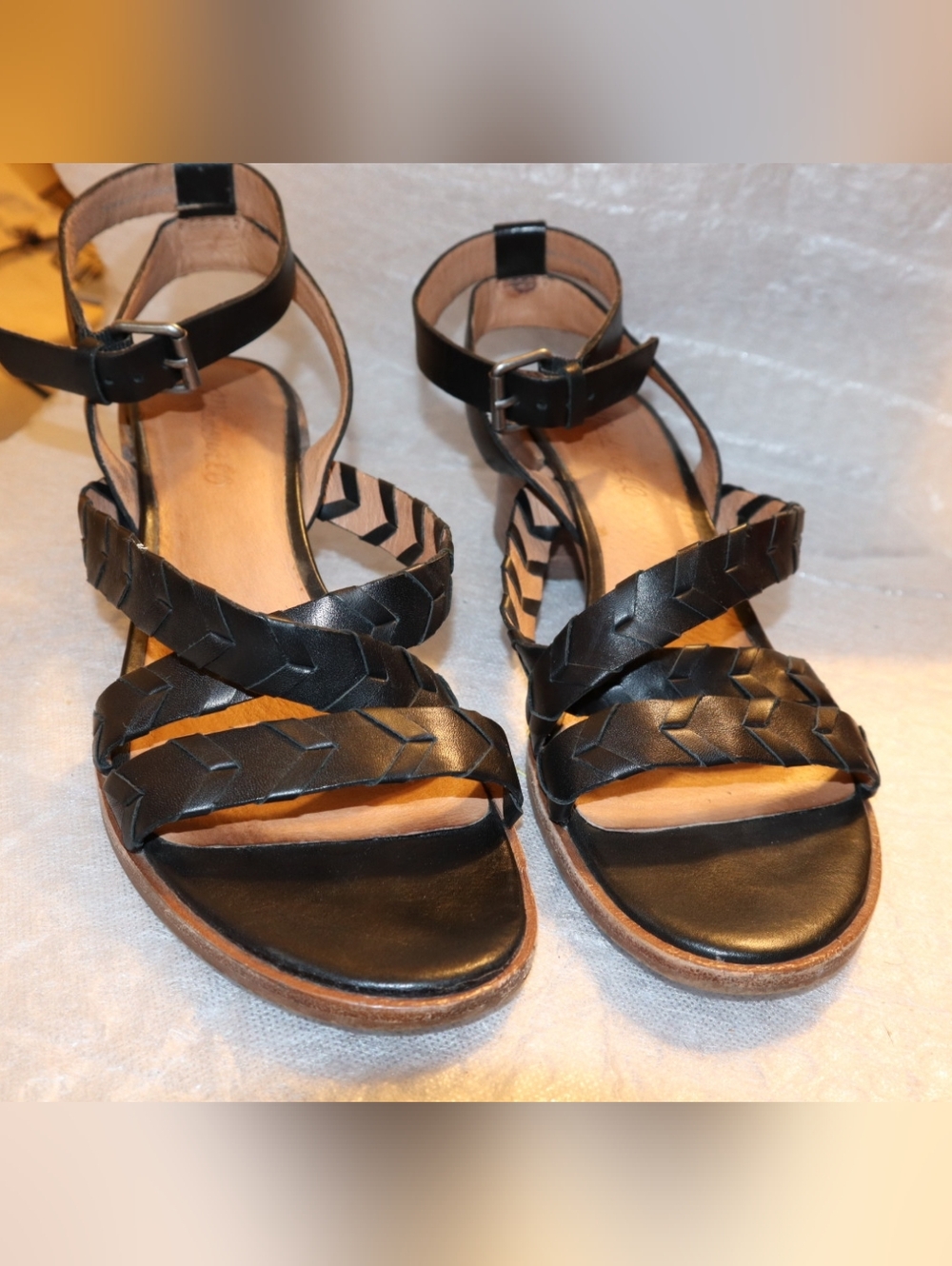 Madewell Chunky stacked heels and whipstitched straps  leather sandals Black 8 - Picture 4 of 10